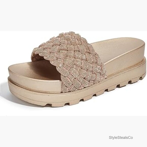 Women's Platform Sandals Braided Strap Flatform Slide Open Toe Casual Summer